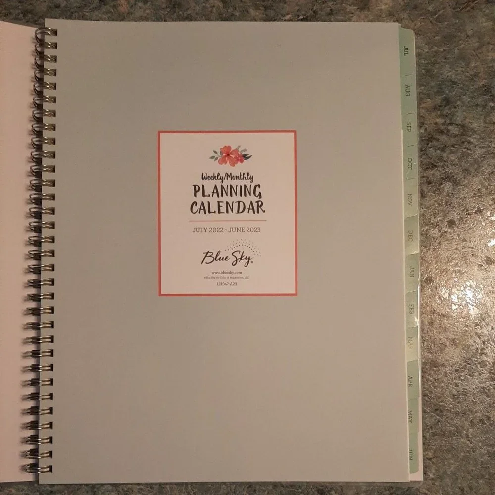 Tabbed Planner July 2022-June 2023 Spiral Bound 9x11 Blue Sky Ellens Be Kind Box